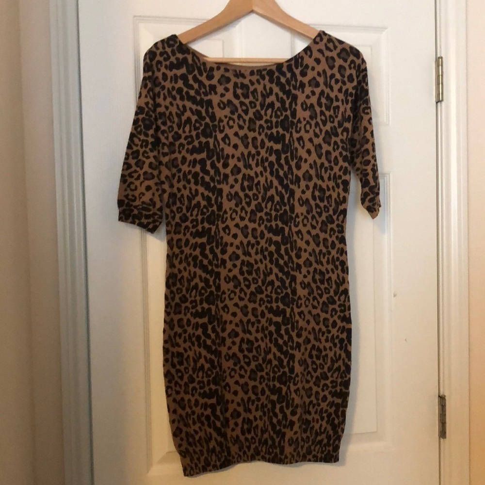 Old Navy Knit Mini Sweater Dress Size M Cheetah Print
